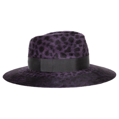 Leopard Print Fedora - Purple